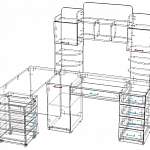Чертеж Компьютерный угловой стол Римини-1 с тумбой BMS