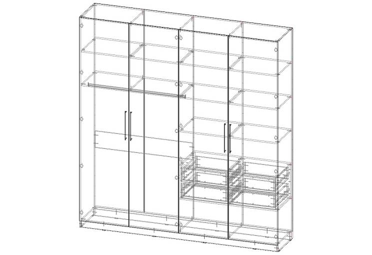 Распашной шкаф Вилета 4 (2400х2540х500)