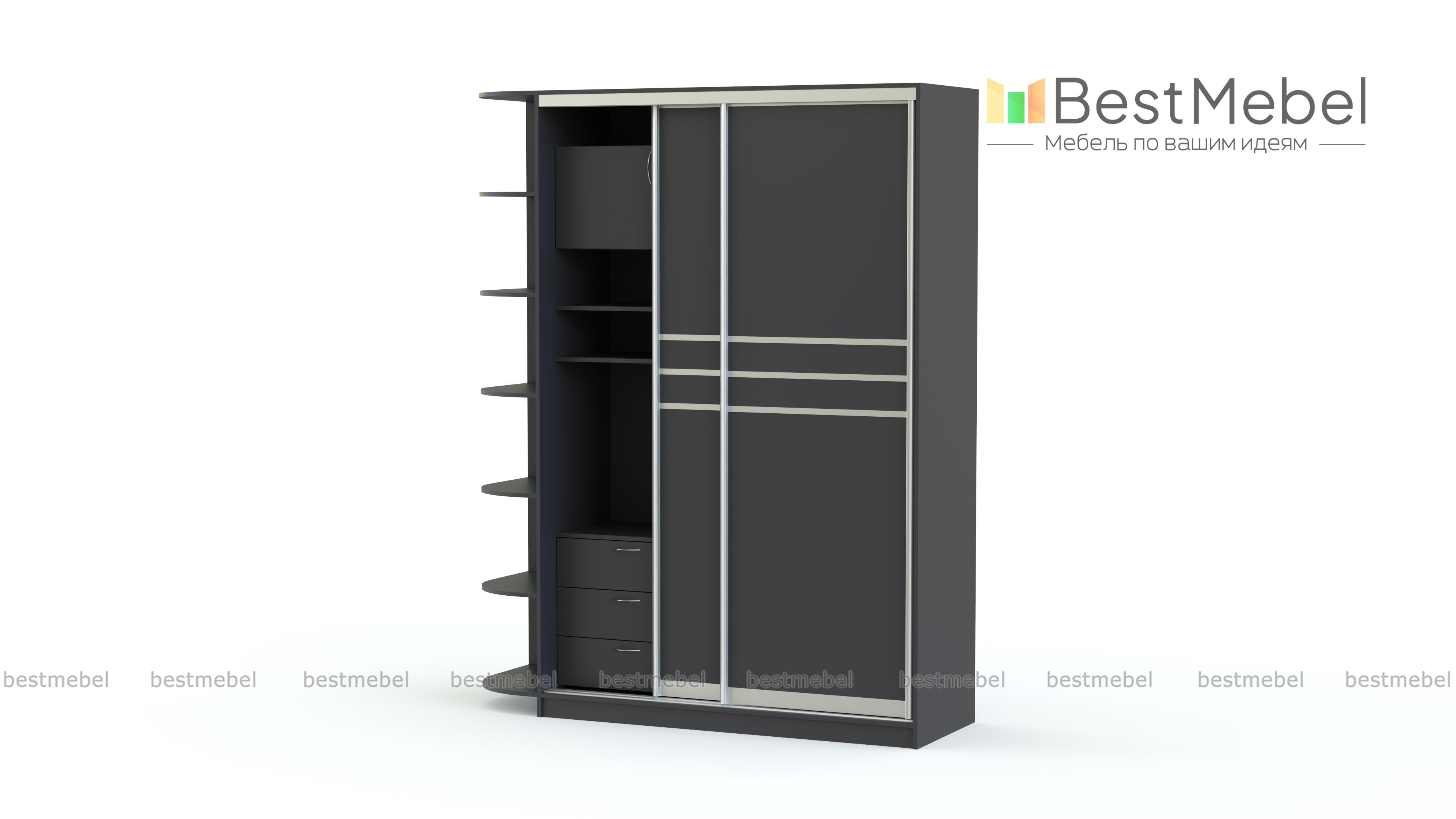 Шкаф-купе с нишей под ТВ Эльбрус BMS - Фото