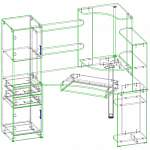 Чертеж Стол угловой компьютерный Myau СУ-12 с шкафчиками BMS