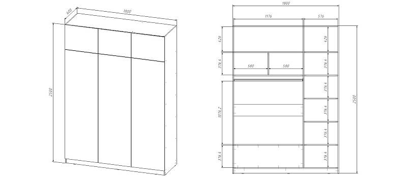 Шкаф распашной Интарс 3А (1800*2500*600)